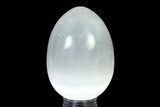 4 1/2" Large "Selenite" (Satin Spar) Eggs - With Stand - Photo 2